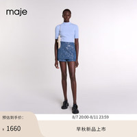 Maje2024早秋女装优雅气质蓝色短袖针织T恤上衣MFPPU00846 浅蓝色 T0