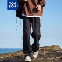 唐狮 TONLION2024新款男分割小细节直筒牛仔长裤WP 碳黑