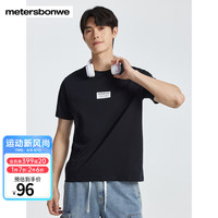 美特斯邦威男T恤2024夏季潮酷印花时尚舒适男女同款短袖上衣 影黑 165/S