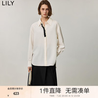 丽丽 LILY2024秋女装精致感重工亮片垂感白色OL通勤款百搭衬衫长款 601白色 L