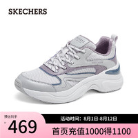 斯凯奇（Skechers）跑步鞋女夏季2024年复古慢跑鞋177565 灰色/多彩色/GYMT 38.5