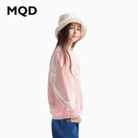 马骑顿（MQD）MQD童装男童女童卫衣24秋季华夫格撞色拼块宽松落肩休闲上衣 粉红 120cm
