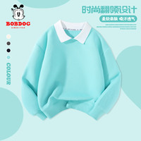 BoBDoG巴布豆男童秋装2024春秋款儿童卫衣休闲翻领潮流童装宽松长袖男孩上衣 绿 150