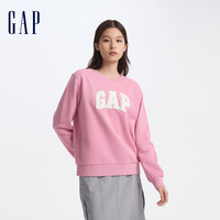 Gap女装2024初秋新款LOGO碳素软磨抓绒卫衣宽松运动上衣634638 粉色 1