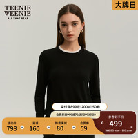 Teenie Weenie小熊2024年秋季可机洗扬子纱假两件毛衣 黑色 170/L