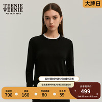 Teenie Weenie小熊2024年秋季可机洗扬子纱假两件毛衣 黑色 165/M