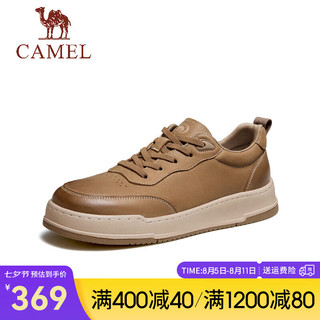 骆驼（CAMEL）2024秋季低帮工装鞋牛皮复古百搭运动男士休闲板鞋 P14A836607 土黄 38