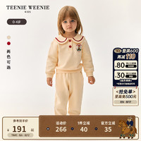 Teenie Weenie Kids小熊童装24秋季女宝宝撞色海军领印花卫衣 象牙白 110cm