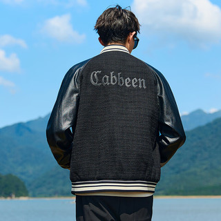 卡宾（CABBEEN）【LOGO刺绣】男装宽松夹克2024秋冬小香风棒球服潮流街头 煤黑色01 46