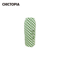 CHICTOPIA CHIC刘清扬新品格纹蝴蝶结开衩直筒半裙铅笔裙