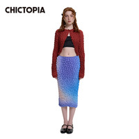 CHICTOPIA 刘清扬原创设计春夏新品爆米花压皱印花半裙