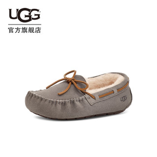 UGG 女士舒适平底低帮蝴蝶结一脚蹬休闲豆豆鞋乐福鞋 1107949 青灰色 38