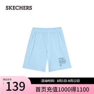 斯凯奇（Skechers）春夏运动短裤男宽松舒适运动裤透气L224M064 晴空蓝/016M S