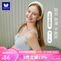 华歌尔（Wacoal）蓝标 内衣女夏季舒适光面无痕无钢圈背心文胸 WV1409 冰蓝色 L