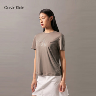 Calvin Klein Jeans24秋季女士休闲通勤ck刺绣印花纯棉短袖T恤40WL292 OHN-栗棕 M