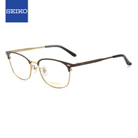 精工(SEIKO)眼镜框男款全框钛材休闲近视光学镜架HC3012 90+配镜国产1.56镜片 单镜架【送国产1.56防蓝光镜片】 90亮深褐/金色