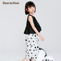 PawinPaw卡通小熊童装24年夏女童度假纯棉休闲舒适套装荷叶边 黑色 90cm