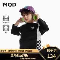 马骑顿（MQD）【吸湿速干】MQD童装男童长袖T恤24儿童打底衫棋盘格圆领上衣 黑色 110cm