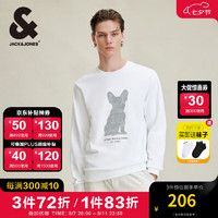 杰克·琼斯（JACK&JONES）秋季时尚潮百搭舒适直筒100%纯棉上衣植绒法斗狗套头卫衣男 A06 本白色 180/100A/L