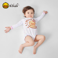B.DUCK小黄鸭儿童泳衣婴幼儿泳衣泡温泉泳衣0-3岁小童连体游泳衣女 白色 90