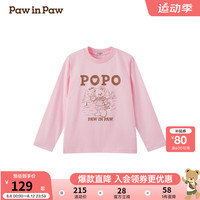 PawinPaw卡通小熊童装2024年早秋男女童长袖圆领T恤时尚百搭 Pink粉红色/25 100cm