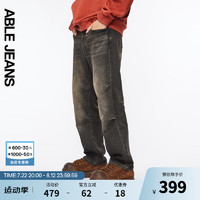 ABLE JEANS【直筒滑板裤】男士宽松直筒阔腿立体膝牛仔裤男 废土黑 29/32