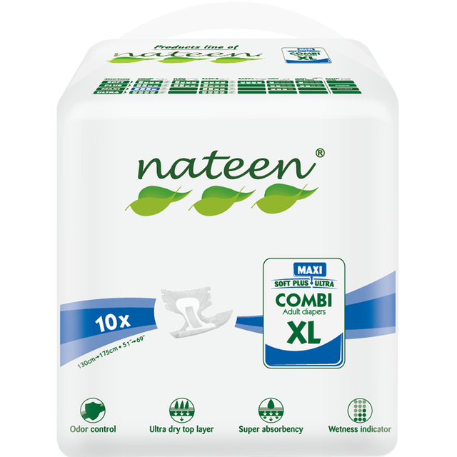 nateen 那特恩 成人纸尿裤老年人尿不湿 加强夜用型 搭扣粘贴式尿片 失禁男女适用 10片装 XL码160斤以上