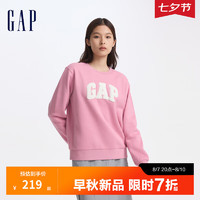 Gap女装2024初秋LOGO碳素软磨抓绒卫衣宽松运动上衣634638 粉色 165/84A(M) 亚洲尺码