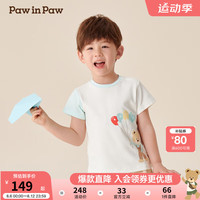 PawinPaw卡通小熊童装2024年秋冬男宝宽松舒适短袖T恤可爱 Ivory象牙色/39 120cm