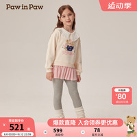 PawinPaw卡通小熊童装2024年秋冬女童翻领卫衣 Ivory象牙色/39 150cm