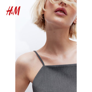 H&M2024夏季女装时尚休闲百搭露背吊带连衣裙1240086 混灰色 160/88