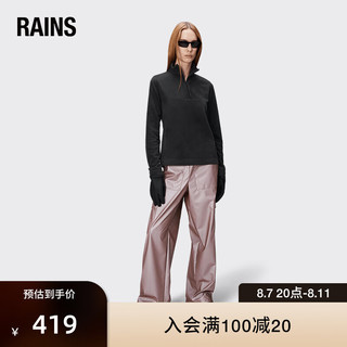 Rains摇粒绒打底衫T恤男 打底衫女 Addis Fleece Curve Half Zip 黑色 S