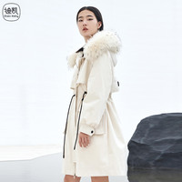 Distin Kidny/迪凯品牌冬季时尚气质保暖款白色中长款派克服 黑色 0L