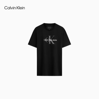 Calvin Klein Jeans24秋季男士休闲通勤字母印花纯棉短袖针织T恤40EM286 UB1-太空黑 M