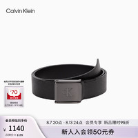 Calvin Klein Jeans24秋季男商务休闲ck方形扣头牛皮腰带4G7000G UB1-太空黑 105cm