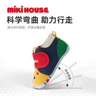 MIKIHOUSE童鞋学步鞋宝宝鞋日本制男女宝宝刺绣魔术贴软底鞋 黄色4 内长12.5cm