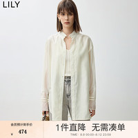 丽丽 LILY2024秋新中式莱赛尔微光泽气质轻盈垂感衬衫 604米白 M