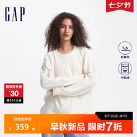 Gap女装2024初秋可机洗抗静电logo绞花毛衣气质针织衫637635 象牙白 175/92A(XL) 亚洲尺码