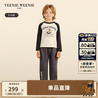 Teenie Weenie Kids小熊童装24秋季男童印花撞色长袖插肩袖T恤 煤灰色 130cm