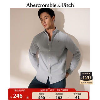 ABERCROMBIE & FITCH男装 24春款美式休闲小麋鹿经典通勤牛津衬衫 KI125-4038 浅灰色 XS (170/84A)