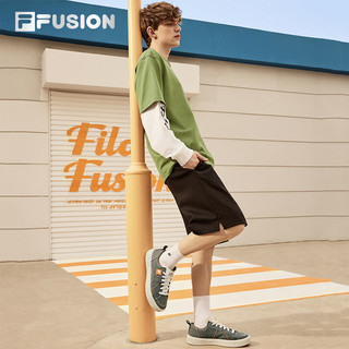 FILA FUSION斐乐潮牌男鞋POP III滑板生活鞋2024夏季休闲帆布鞋 四叶草绿/常春藤青-FC 40