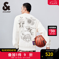 杰克·琼斯（JACK&JONES）秋季舒适潮流男士NBA联名湖人队时尚运动印花薄绒卫衣224333120 奶白A42 奶白A42 185/104A/XL