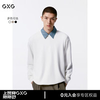 GXG男装 多色后背印花潮流时尚圆领卫衣24年秋季G24X313004 白色 165/S