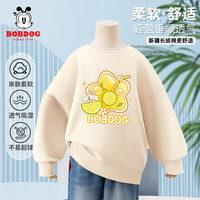 BoBDoG巴布豆儿童卫衣长袖秋装女童休闲针织衣服可爱印花上衣休闲圆领套头衫 米白 薄荷巴布妮 140