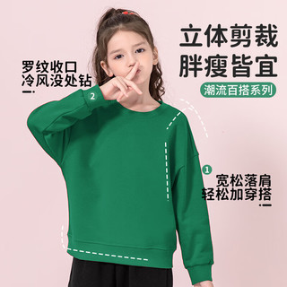 巴布豆儿童卫衣长袖秋装女童休闲针织衣服可爱印花上衣休闲圆领套头衫 绿 迎春小丽 165