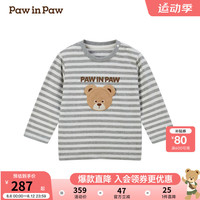 PawinPaw卡通小熊童装2024年早秋男女宝长袖圆领T恤休闲百搭 Grey灰色/15 120cm