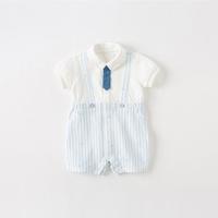 男宝宝连体衣夏装婴儿衣服新生儿绅士风爬服哈衣