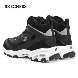 斯凯奇（Skechers）奶糕鞋加绒摇粒绒厚底增高单鞋167570 黑色/白色/BKW 40