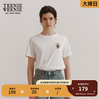 Teenie Weenie小熊2024年宽松短袖上衣T恤休闲通勤女 象牙白 165/M