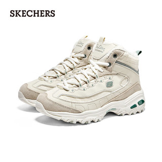 斯凯奇（Skechers）奶糕鞋加绒摇粒绒厚底增高单鞋167570 自然色/绿色/NTGR 38.5